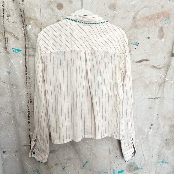 Johnny Was Nandi Tie Front Shirt In Stripe Print - Picture 5 of 5